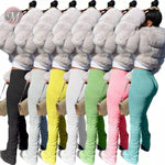 Stacked Pants white,blue,green,lime green
