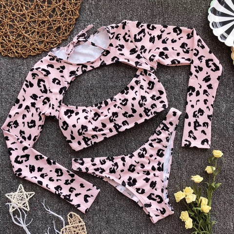 Leopard 3-Piece Swim Suit