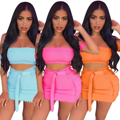 Plush Belted Skirt 2pc. Set