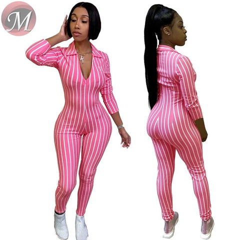 Pink Striped Fashion One Piece