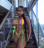 Rainbow style bikini swim suit