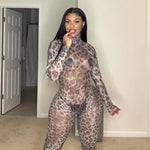 Leopard Print Jumpsuit (See-Through)